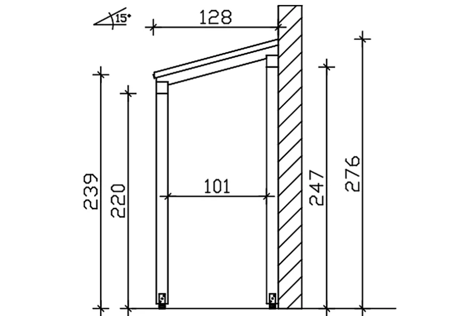 Skan Holz Auvent bois Putbus, 203 x 128 cm, épicéa, traitement coloré noyer