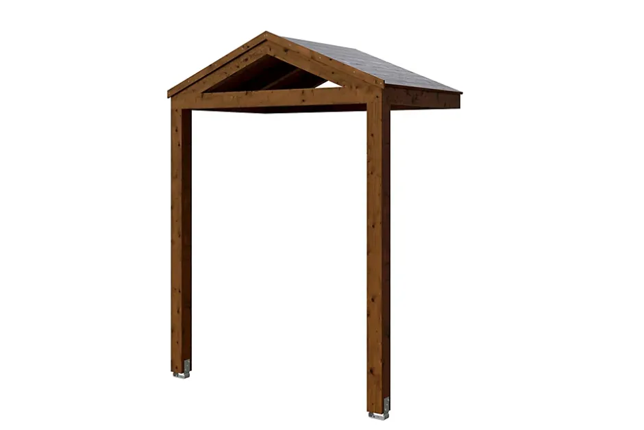 Auvent bois Sellin, 205 x 127 cm, épicéa, traitement coloré noyer-Skan Holz Best