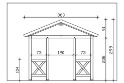 Auvent bois Stralsund 7, 360x187cm, épicéa, non traité-Skan Holz Outlet