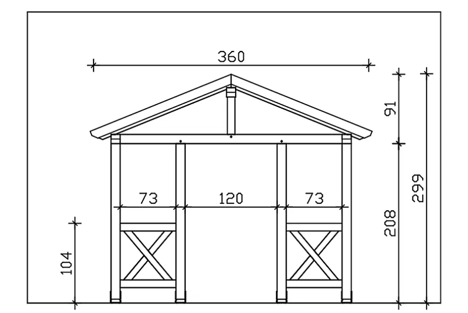 Skan Holz Auvent bois Stralsund 5, 360x139cm, épicéa, traitement coloré gris ardoise
