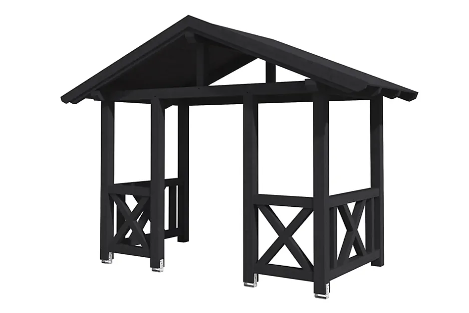 Auvent bois Stralsund 7, 360x187cm, épicéa, traitement coloré anthracite-Skan Holz