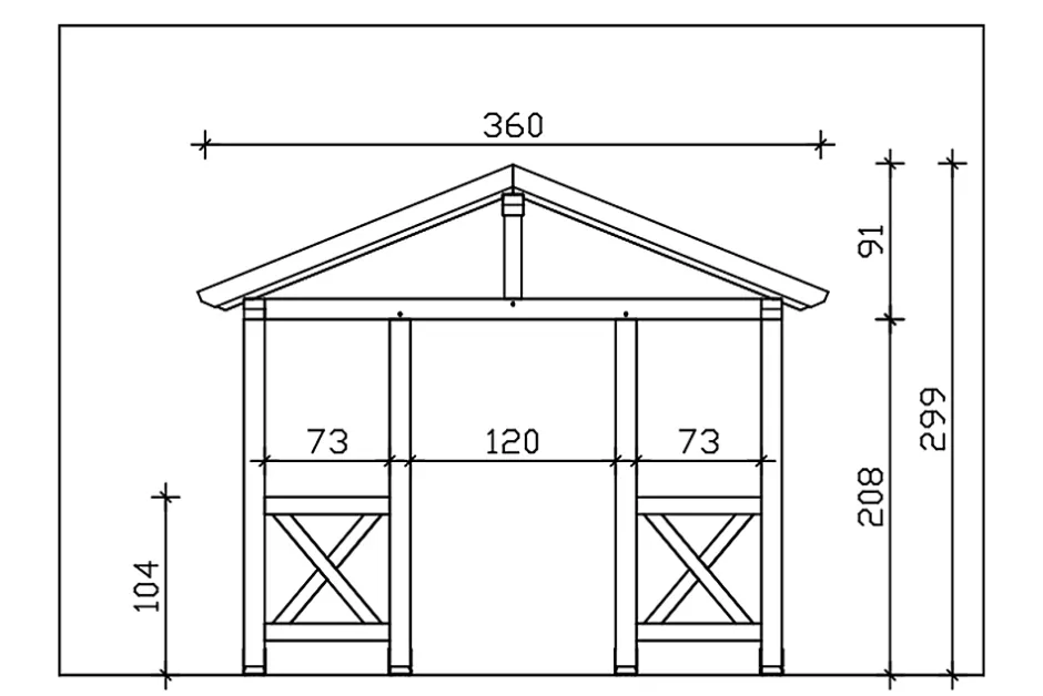 Auvent bois Stralsund 7, 360x187cm, épicéa, traitement coloré anthracite-Skan Holz
