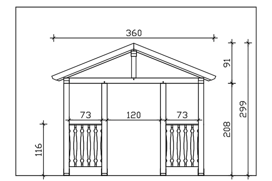 Skan Holz Auvent bois Stralsund 8, 360x187cm, épicéa, non traité