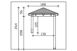 Skan Holz Auvent bois Wesel 3, 188x126cm, épicéa, traitement coloré chêne clair