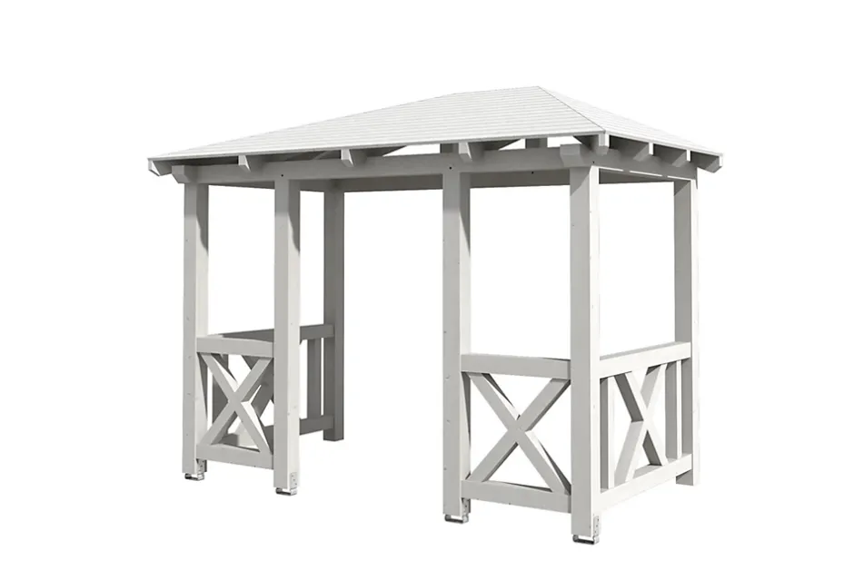 Auvent bois Wismar 7, 351x187cm, épicéa, traitement coloré blanc-Skan Holz Best