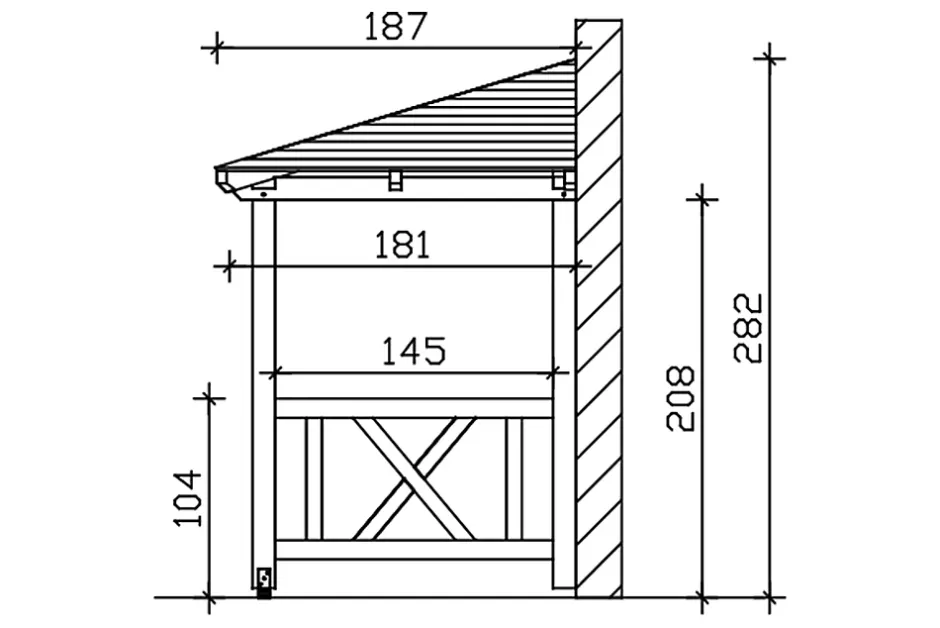 Auvent bois Wismar 7, 351x187cm, épicéa, traitement coloré blanc-Skan Holz Best