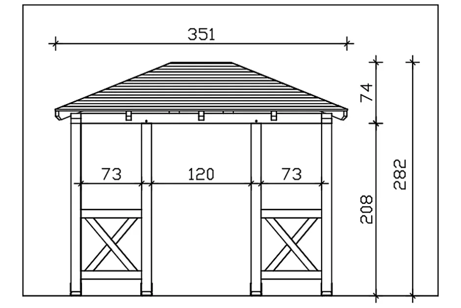 Auvent bois Wismar 7, 351x187cm, épicéa, traitement coloré blanc-Skan Holz Best