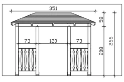 Auvent bois Wismar 6, 351x134cm, épicéa, traitement coloré noyer-Skan Holz Outlet