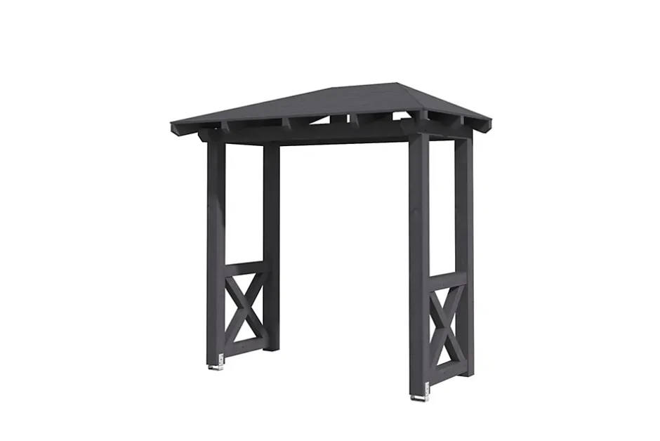 Skan Holz Auvent bois Wismar 4, 258x126cm, épicéa, traitement coloré gris ardoise