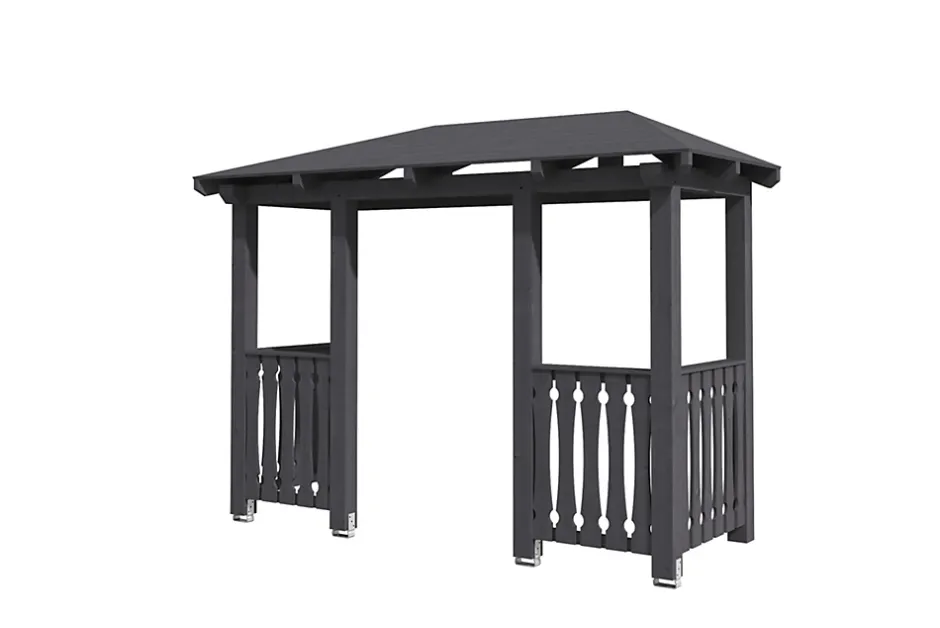 Auvent bois Wismar 6, 351x134cm, épicéa, traitement coloré gris ardoise-Skan Holz Clearance