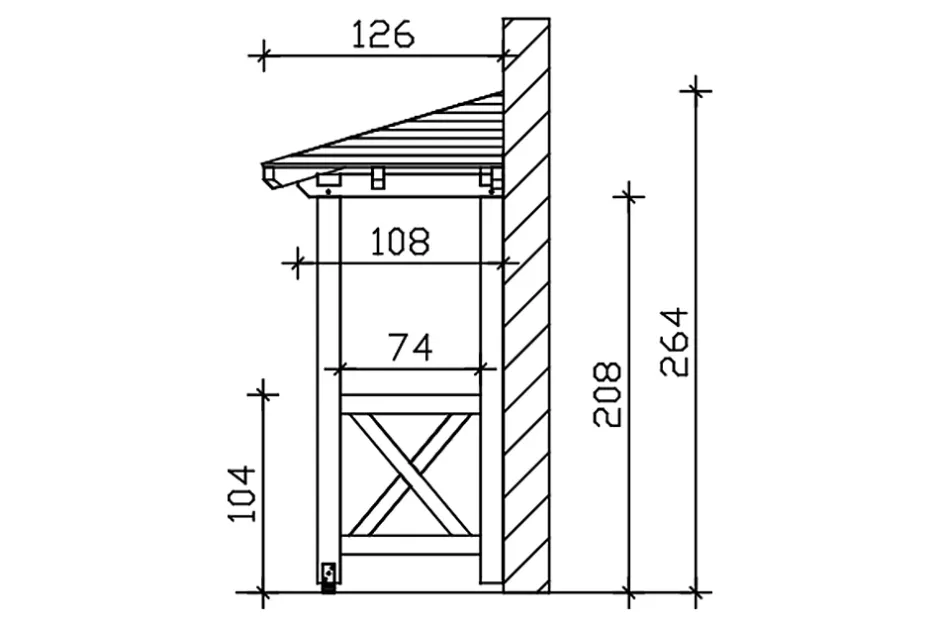 Auvent bois Wismar 4, 258x126cm, épicéa, traitement coloré anthracite-Skan Holz Clearance