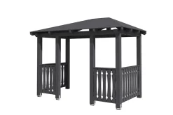 Auvent bois Wismar 8, 351x187cm, épicéa, traitement coloré gris ardoise-Skan Holz Clearance