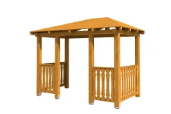 Auvent bois Wismar 8, 351x187cm, épicéa, traitement coloré chêne clair-Skan Holz Online