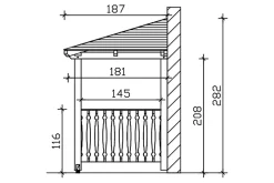 Auvent bois Wismar 8, 351x187cm, épicéa, traitement coloré chêne clair-Skan Holz Online