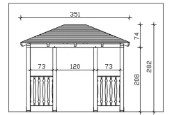 Auvent bois Wismar 8, 351x187cm, épicéa, traitement coloré chêne clair-Skan Holz Online