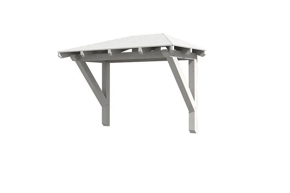 Skan Holz Auvent bois Wismar 1, 258x126cm, épicéa, traitement coloré blanc