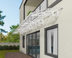 Canopia by Palram Auvent Bordeaux 890 x 140cm Blanc - Transparent en Polycarbonate et acier