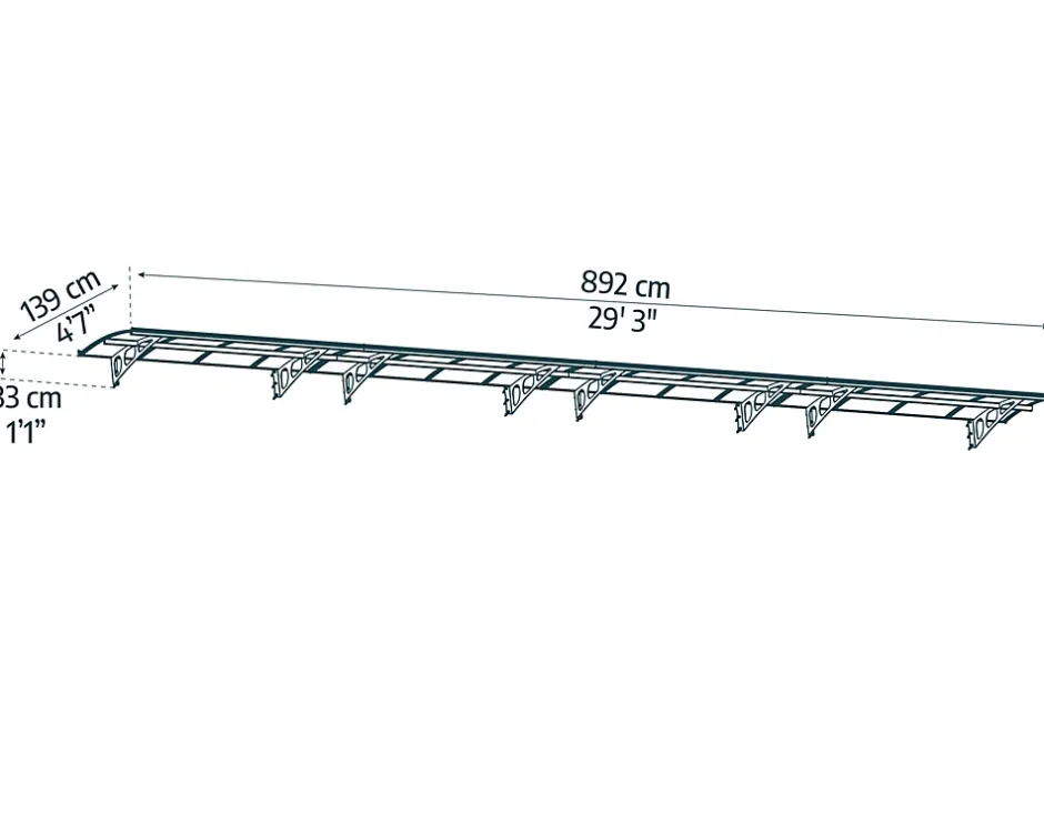 Auvent Bordeaux 890 x 140cm Blanc - Brume Blanche en Polycarbonate et acier-Canopia by Palram Hot