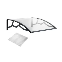 Artplast Auvent de Porte d'Entrée 100 x 120 cm Transparente - Polycarbonate Alvéolé Marquise Extérieure Bras Polypropylène Art Plast