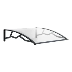 Artplast Auvent de Porte d'Entrée 100 x 120 cm Transparente - Polycarbonate Alvéolé Marquise Extérieure Bras Polypropylène Art Plast