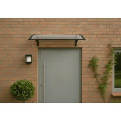 Artplast Auvent de Porte d'Entrée et fenêtre 100 x 120 cm - Polycarbonate Anti UV Marquise Extérieure Bras Polypropylène Art Plast