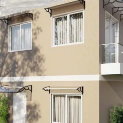 Artplast Auvent de Porte d'Entrée et fenêtre 100 x 120 cm - Polycarbonate Anti UV Marquise Extérieure Bras Polypropylène Art Plast