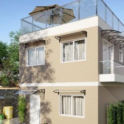 Artplast Auvent de Porte d'Entrée et fenêtre 80 x 100 cm - Polycarbonate Anti UV Marquise Extérieure Bras Polypropylène Art Plast