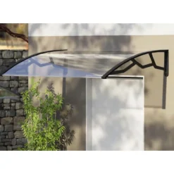 Artplast Auvent de Porte d'Entrée et fenêtre 100 x 100 cm - Polycarbonate Anti UV Marquise Extérieure Bras Polypropylène Art Plast
