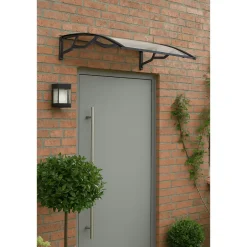 Artplast Auvent de Porte d'Entrée et fenêtre 100 x 100 cm - Polycarbonate Anti UV Marquise Extérieure Bras Polypropylène Art Plast