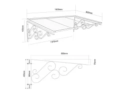 Auvent de porte en aluminium L140 x l80 cm incliné AMBAN-Vente-unique
