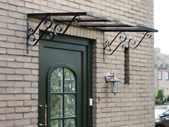 Vente-unique Auvent de porte en aluminium L150 x l80 cm incliné AMBAN