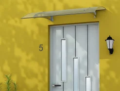 Auvent de porte en aluminium 120 x 90 cm courbé - gris - NEONA-Vente-unique Discount