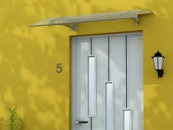 Auvent de porte en aluminium 120 x 90 cm courbé - gris - NEONA-Vente-unique Discount