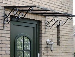 Vente-unique Auvent de porte en aluminium L120 x l80 cm incliné AMBAN