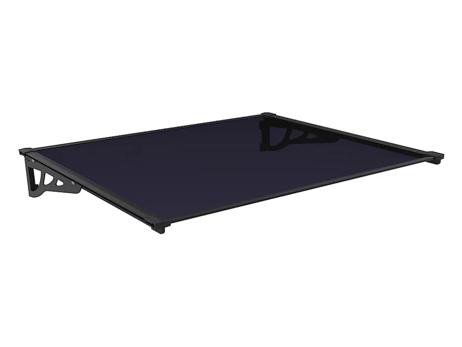 Vente-unique Auvent de porte en aluminium 150 x 90 cm incliné noir KEPLER
