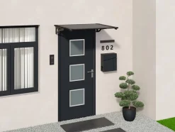 Vente-unique Auvent de porte en aluminium 150 x 90 cm incliné noir KEPLER