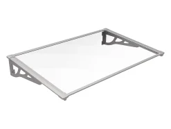 Auvent de porte en aluminium 120 x 90 cm incliné argenté KEPLER-Vente-unique New