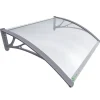 Vounot Auvent de porte marquise 120x80 cm transparent en Polycarbonate anti UV Gris