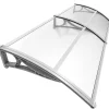 Vounot Auvent de porte marquise 200x80 cm transparent en Polycarbonate anti UV Gris