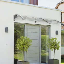 Vounot Auvent de porte marquise 200x80 cm transparent en Polycarbonate anti UV Gris