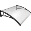 Vounot Auvent de porte marquise 120x80 cm transparent en Polycarbonate anti UV Noir