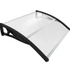 Vounot Auvent de porte marquise 100x80 cm transparent en Polycarbonate anti UV Noir