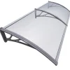 Vounot Auvent de porte marquise 200x80 cm transparent en Polycarbonate anti UV Gris