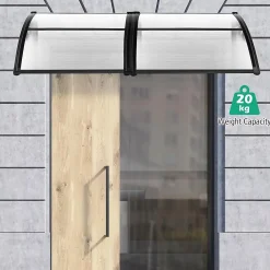 Auvent de Porte UPF 50+ avec Panneau Revêtu à Double Couche et Support en ABS Charge 20KG Gris-Giantex Sale