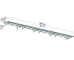 Canopia by Palram Auvent Herald 890 x 140 cm Grise en Polycarbonate et acier