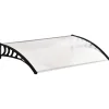 Outsunny Auvent marquise de porte design voûté arrondi dim. 122L x 89l x 24H cm polycarbonate PP noir