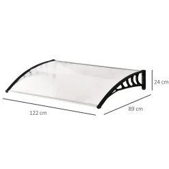 Outsunny Auvent marquise de porte design voûté arrondi dim. 122L x 89l x 24H cm polycarbonate PP noir