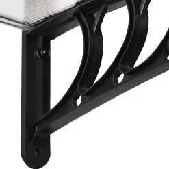 Outsunny Auvent marquise de porte design voûté arrondi dim. 122L x 89l x 24H cm polycarbonate PP noir