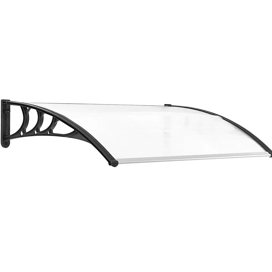 Auvent marquise de porte design voûté arrondi dim. 100L x 80l x 23H cm polycarbonate plastique noir-Outsunny Sale