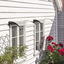 Outsunny Auvent marquise de porte design voûté arrondi dim. 150L x 90l x 25H cm polycarbonate PP noir